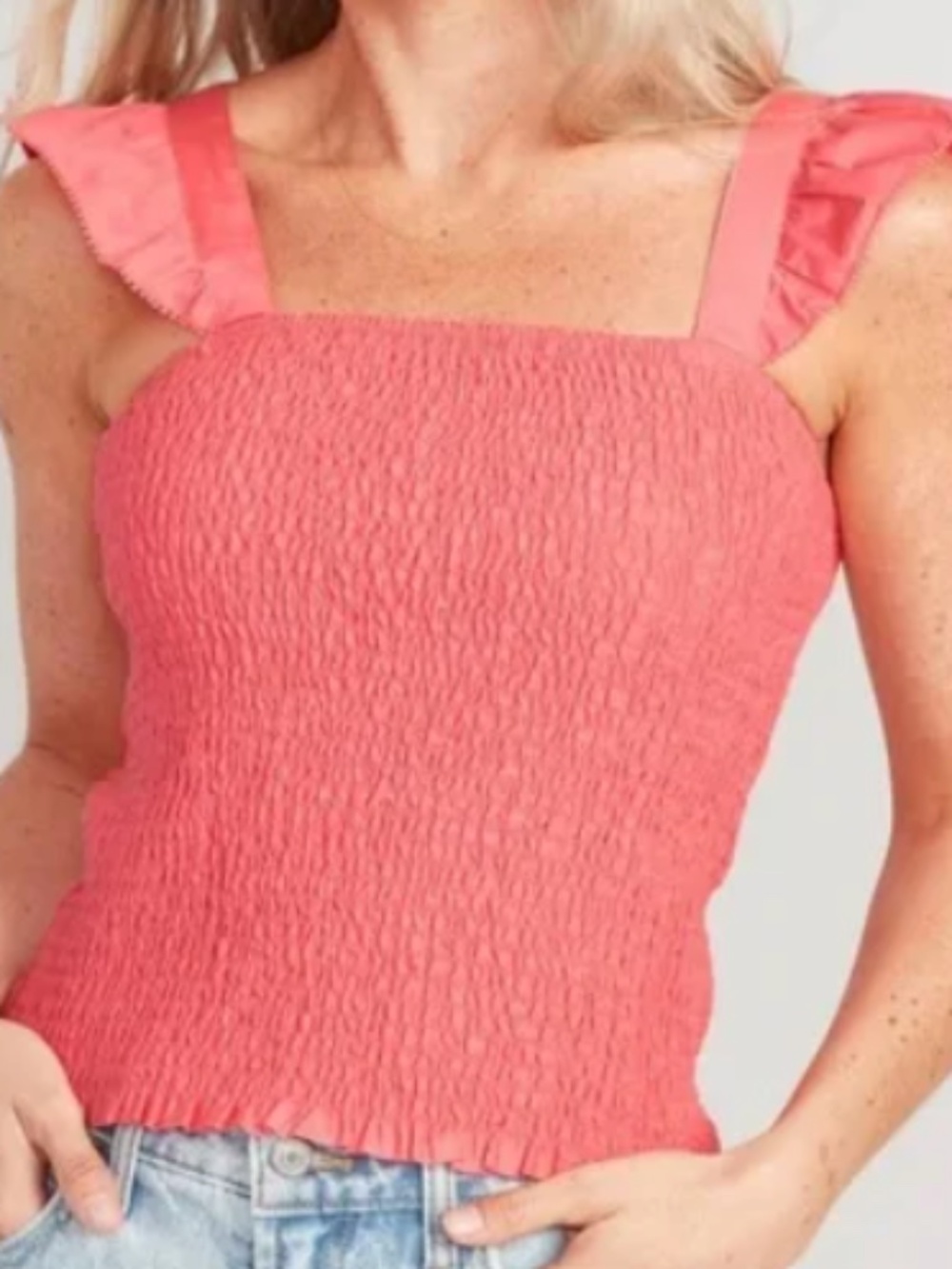 Ruffle strap tank top
